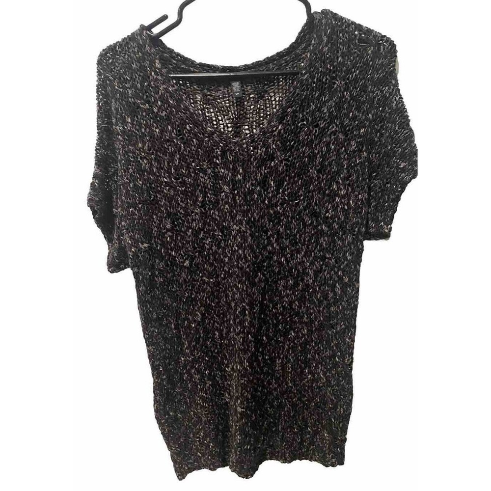 Eileen Fisher Minimalist V-Neck Short Sleeve Loose Knit‎ Sweater Size SP
